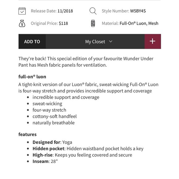 Lululemon Wunder Under Pant High-Rise Tech Mesh 28" Leggings Sz 8 in Dark Chrome - Picture 13 of 13